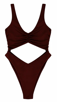 CUT OUT SWIMSUIT - COFFEE