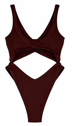 CUT OUT SWIMSUIT - COFFEE