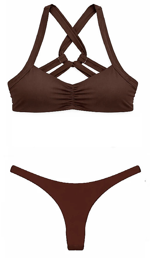PUSH-UP GOFFRE' SWIMSUIT - COFFEE