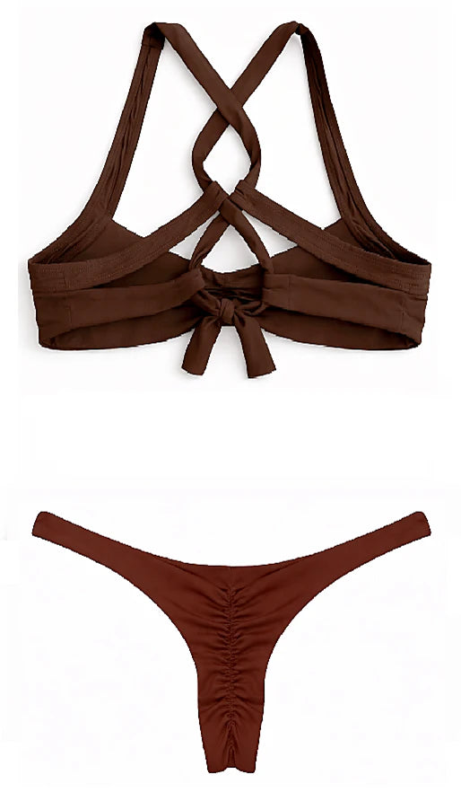 PUSH-UP GOFFRE' SWIMSUIT - COFFEE