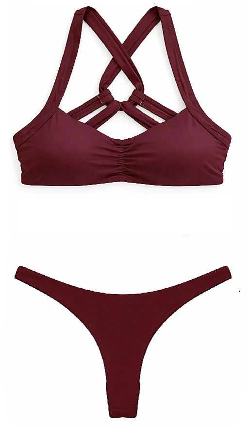 PUSH-UP GOFFRE' SWIMSUIT - MERLOT