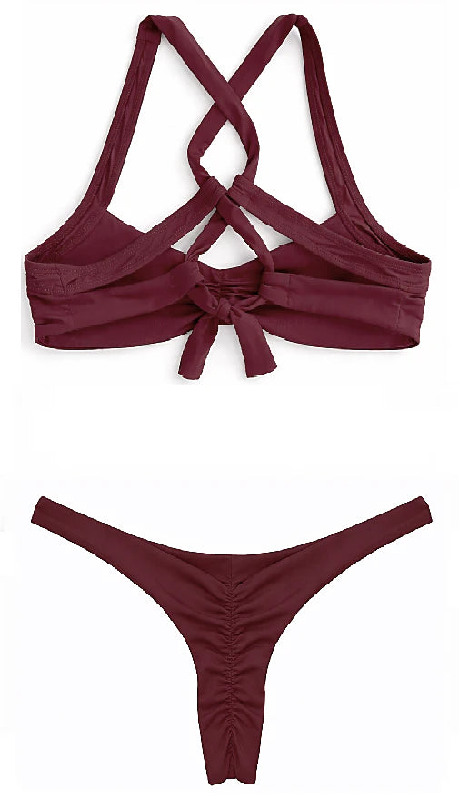 PUSH-UP GOFFRE' SWIMSUIT - MERLOT