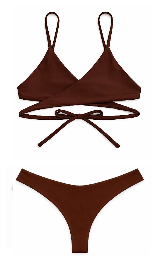 Image of FRONT CROSS SWIMSUIT - COFFEE