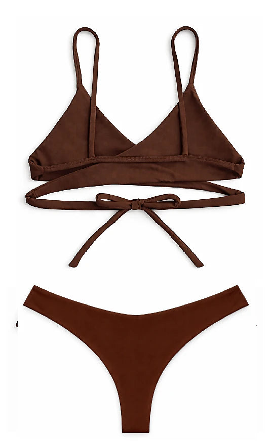 Image of FRONT CROSS SWIMSUIT - COFFEE